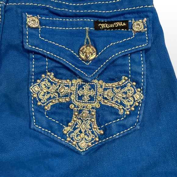 Miss Me Girls Embellished Bootcut Jeans True Blue JK5046P14 Size 12 - Picture 11 of 12